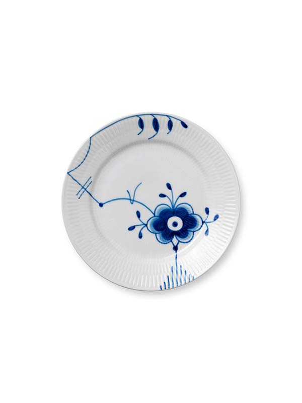 Blå Mega Riflet Tallerken, dekoration 6, 19 cm
