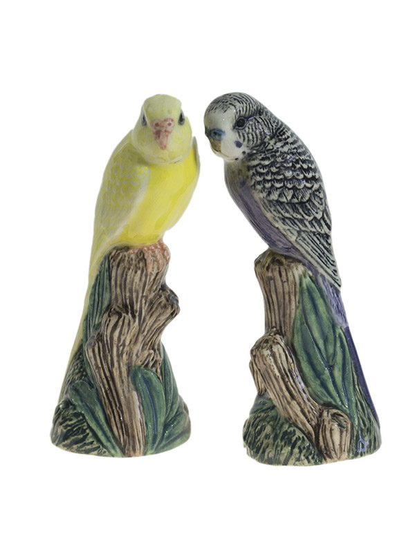 Budgerigar figures violet/yellow (2)
