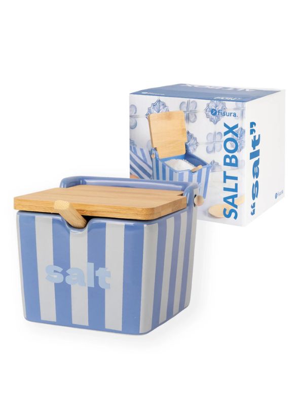 Salt box "salt" blue stripes