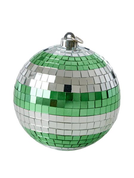 Disco Ball in Dark Green and Silver Stripes - Medium